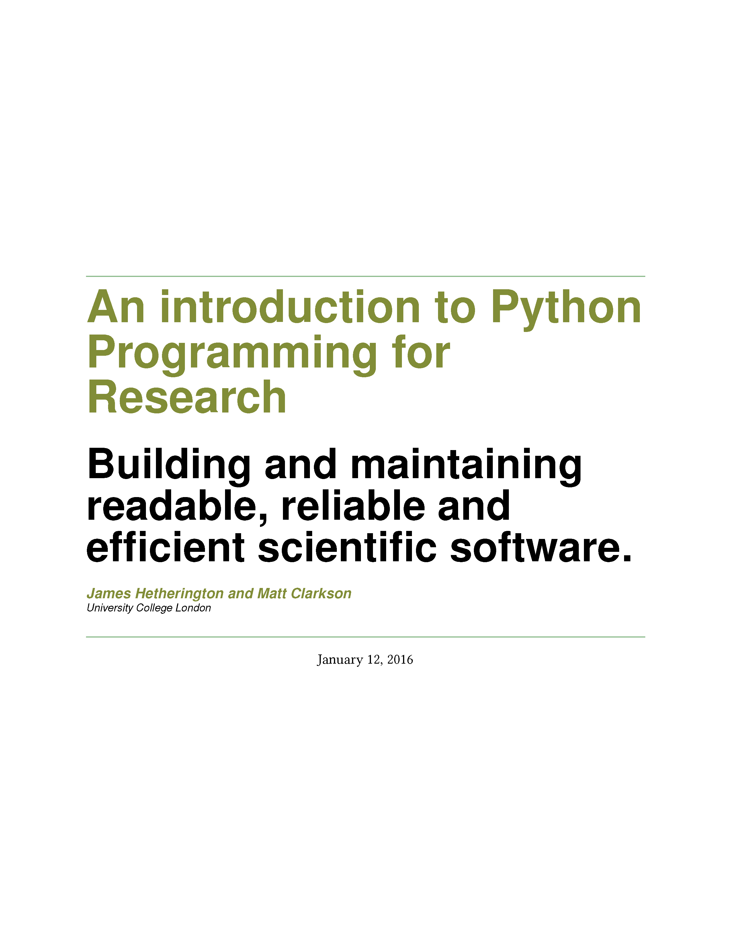 An introduction to Python Programming for Research