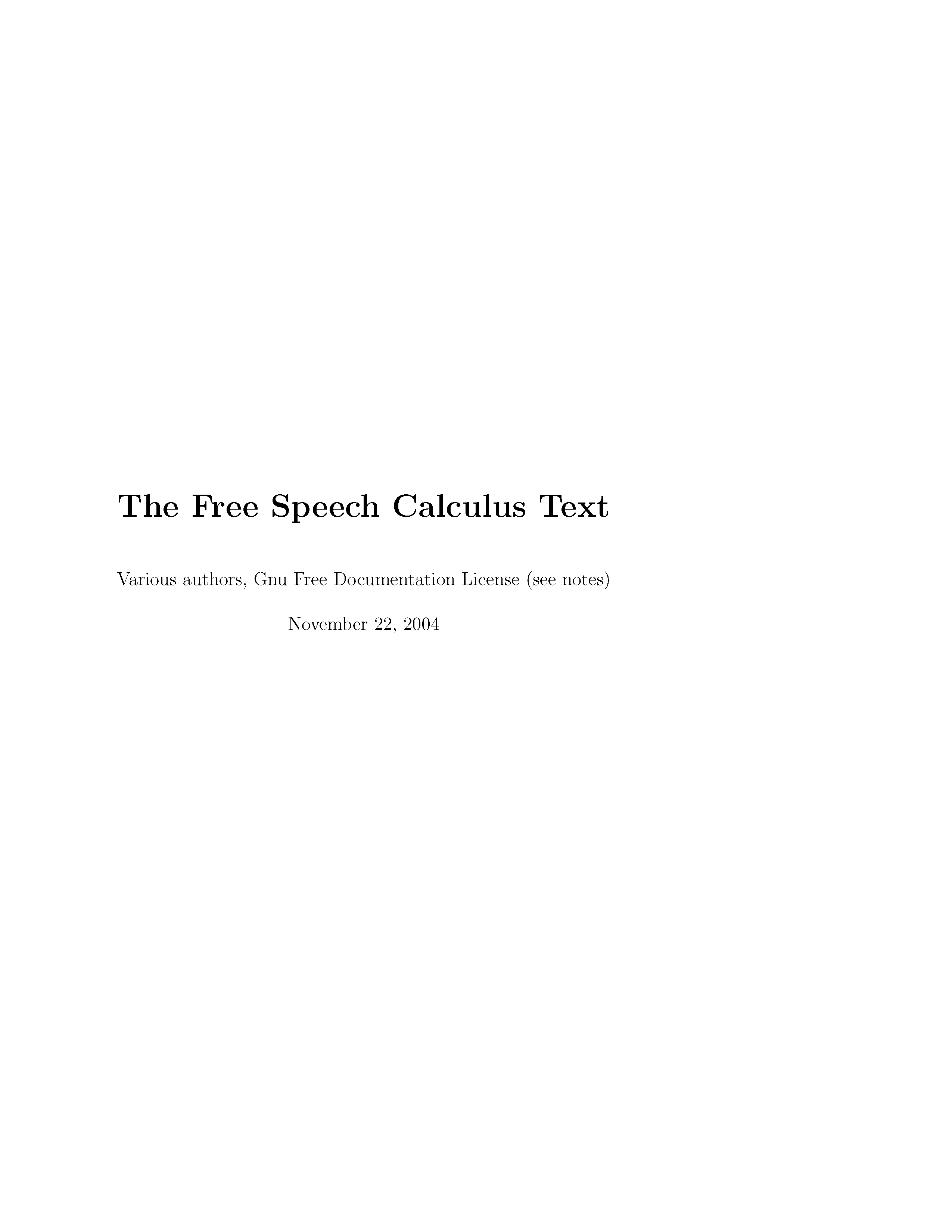 The Free Speech Calculus Text