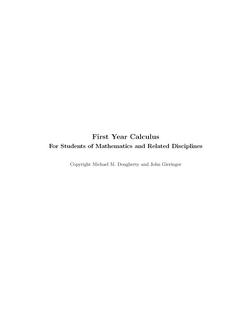 [No longer freely accessible] First Year Calculus for Students of Mathematics and Related Disciplines