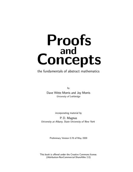 Proofs and Concepts: The Fundamentals of Abstract Mathematics