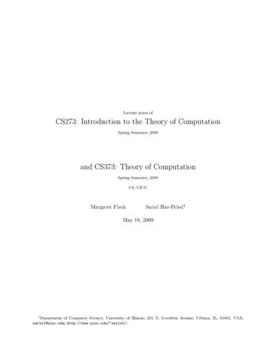 CS 373: Introduction to Theory of Computation