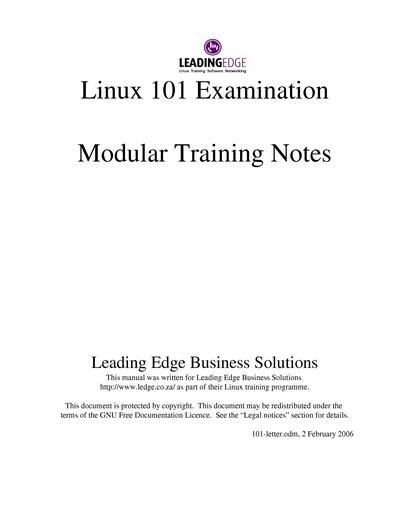 Linux 101 Examination Modular Training Notes