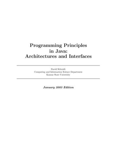 Programming Principles in Java: Architectures and Interfaces
