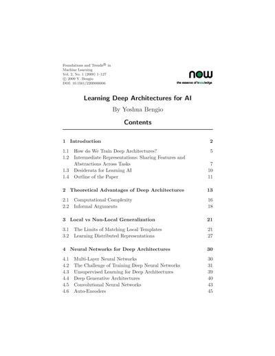 [No longer publicly accessible] Learning Deep Architectures for AI