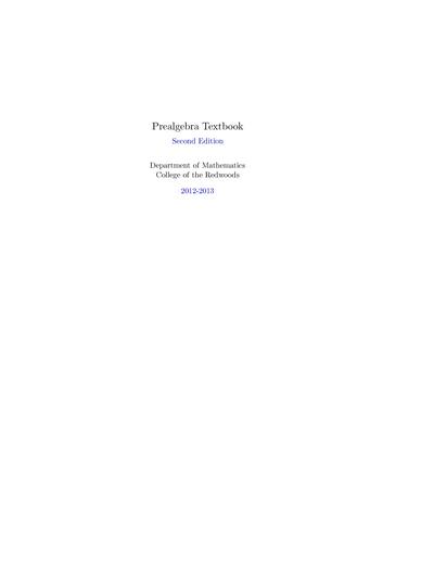 Prealgebra Textbook, Second Edition