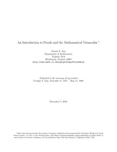 An Introduction to Proofs and the Mathematical Vernacular