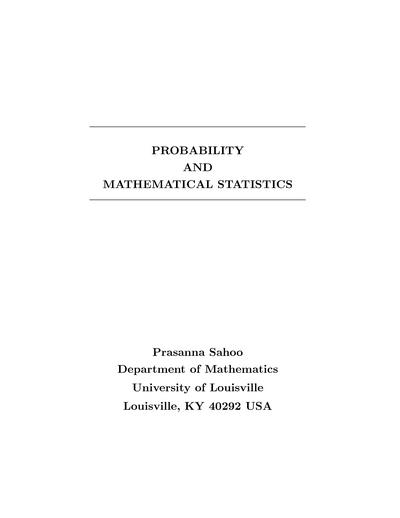 Probability And Mathematical Statistics