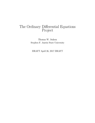 The Ordinary Differential Equations Project
