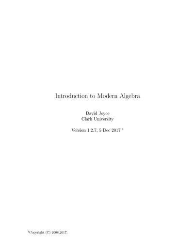 Introduction to Modern Algebra