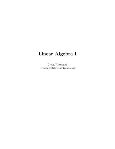 Linear Algebra I, 4th Edition