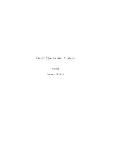 Linear Algebra And Analysis
